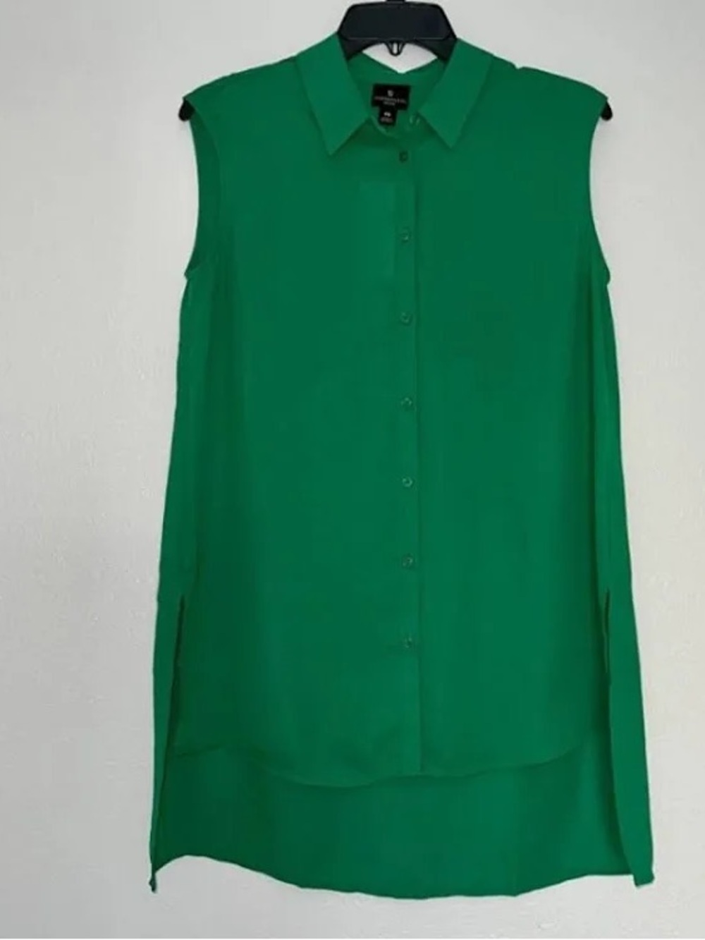 Worthington Green Sleeveless Button-Front Tunic